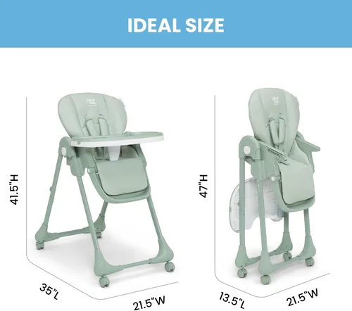 Miniatura 3 de Little Folks by Delta Children - Silla alta SlimFold 2 en 1 para bebés y niños pequeños, color verde salvia