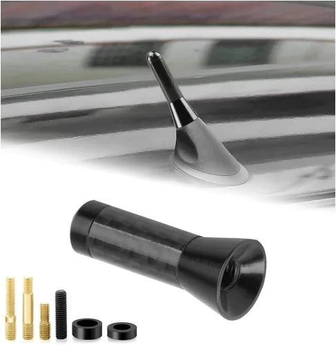 Antena corta de coche, Antena de radio rechoncha de aluminio de 1.37" de reemplazo con tornillos y juntas, Antenas mini de fibra de carbono para