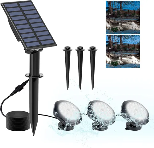 Miniatura 11 de Luces solares para estanque, 18 LED RGB superbrillantes, focos subacuáticos que cambian de color, luz sumergible para estanque, luces de fuente