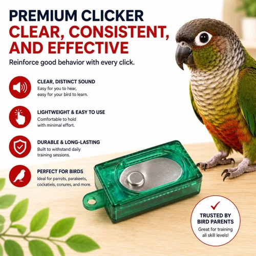 Miniatura 5 de LBH MARKET Kit de entrenamiento de clicker de aves con palo de objetivo, palo de entrenamiento de aves acrílico de 9 pulgadas y caja de clicker
