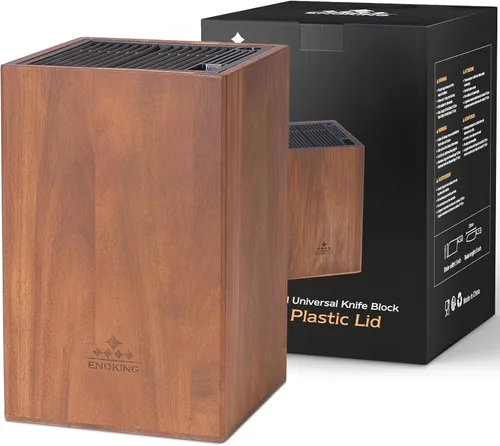 Miniatura 9 de ENOKING Portacuchillos XXL de Madera de Acacia – Bloque Universal Grande para Cuchillos con Ranuras de Protección de Cuchillas, Capacidad para Más
