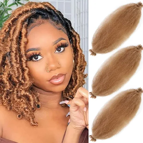 Miniatura 45 de Cabello afro elástico y trenzado de 30 pulgadas 2 paquetes, cabello preesponjado y trenzado elástico pre-estirado para extensiones de cabello suave