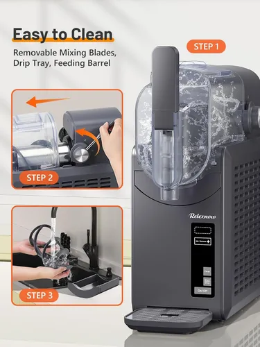 Miniatura 7 de RELEXNOW Máquina de granizado para el hogar, 6 programas preestablecidos, frappés de servicio suave, batidos, margaritas y bebidas congeladas,