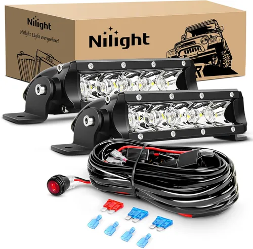 Miniatura 16 de Nilight Barra de luz LED ámbar, 2 unidades, 7 pulgadas, 30 W, punto 3000 lúmenes, súper delgada, 3D, antiniebla, todoterreno, luces de trabajo