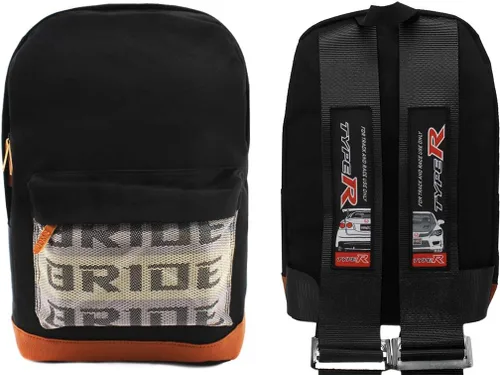 New Bride Racing Mochila con arnés de carreras TYPE R Correas de hombro Negro