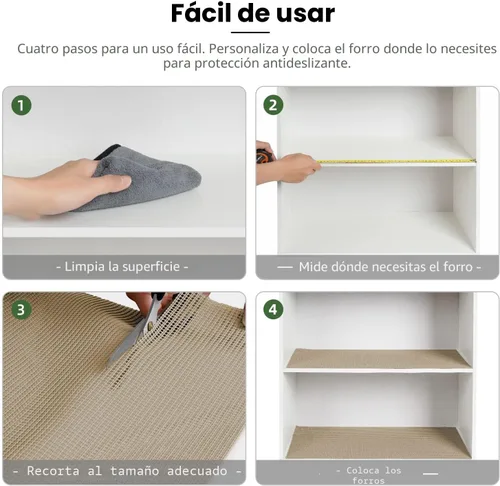 Miniatura 6 de BAGAIL Forro para Cajones y Estantes, 12 pulgadas X 10 pies Forros de Estantes No Adhesivos para Gabinetes de Cocina, Forros Gruesos de Agarre Beige