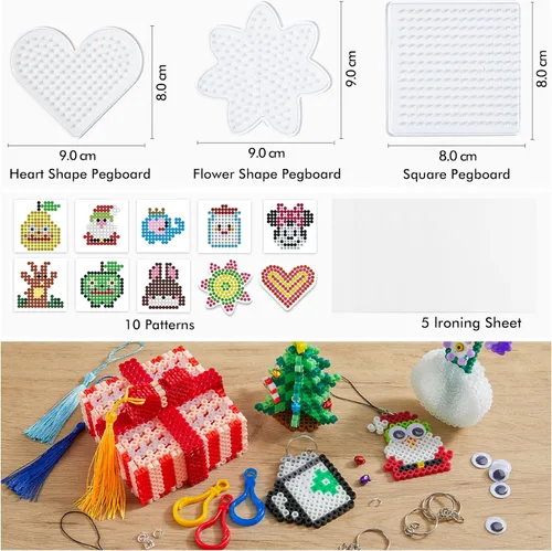 Miniatura 4 de INSCRAFT Kit de 30,000 cuentas de fusibles - 30 paquetes individuales de cuentas de hierro con 3 tableros de enhebrado, 5 papeles de planchado, 10