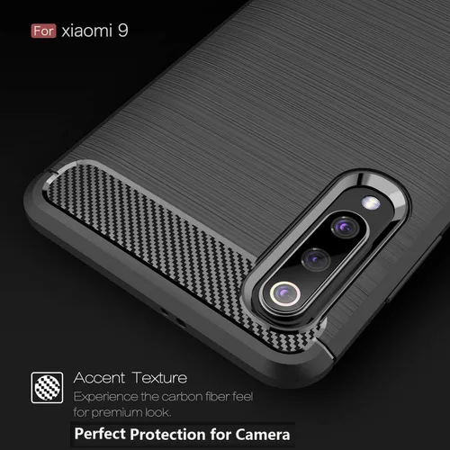Miniatura 6 de Funda para Xiaomi Mi 9 - Funda delgada de absorción de impactos de fibra de carbono (negro)