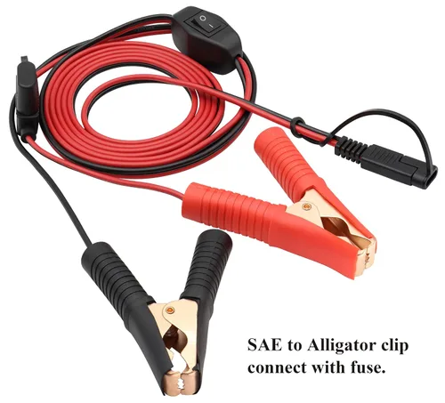 Miniatura 6 de Cable de clip de cocodrilo 16 AWG, arnés de cable SAE a batería, clip de cocodrilo de cocodrilo, cable de extensión de 12 V CC con interruptor