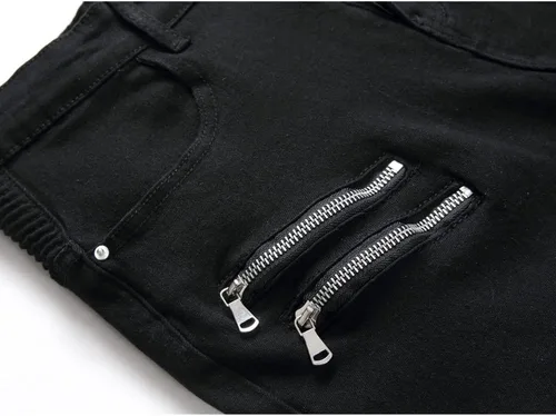 Miniatura 3 de Ginsiom Pantalones de mezclilla de motociclista para hombre, pierna recta, ajustados, desgastados, elásticos, para motocicleta