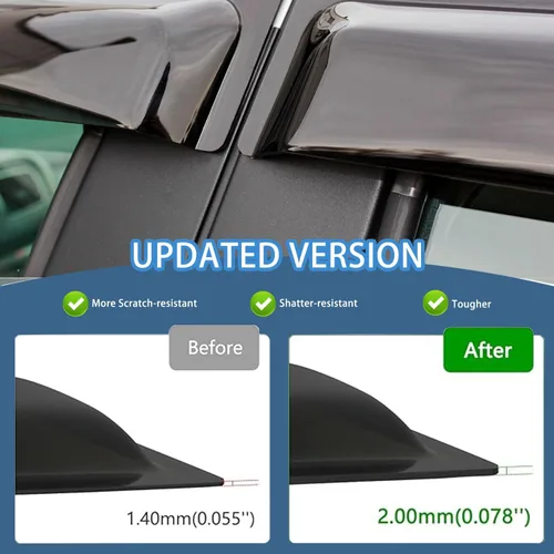 Miniatura 5 de 4 piezas de protectores de lluvia para ventanas y deflectores de viento para Honda Civic de 4 puertas sedán, 1996-2000, para montaje exterior
