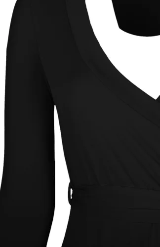 Miniatura 4 de Bon Rosy maxi vestido ceñido de mangas 34 y escote en V, liso, para mujer.