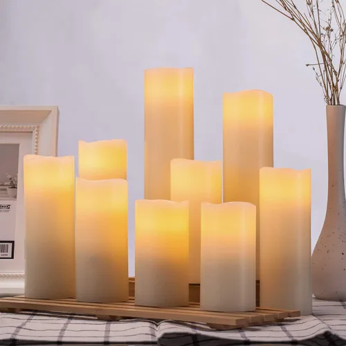 Miniatura 4 de Hausware Velas sin llama, funciona con pilas, de 4, 5, 6, 7, 8, 9 pulgadas, velas LED parpadeantes sin llama con control remoto y temporizador