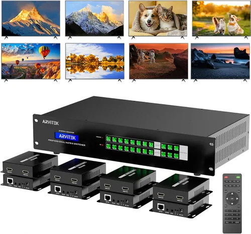 Miniatura 8 de Matriz extensor HDMI 4K 4 en 12 salidas con interfaz gráfica de usuario web, divisor de matriz/conmutador HDMI 4K a 60Hz sobre CAT6/7 cable
