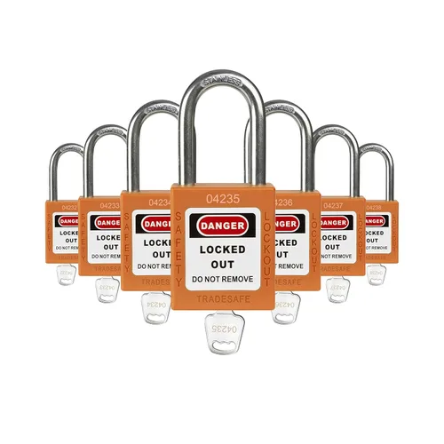 Miniatura 24 de TRADESAFE Juego de cerraduras de bloqueo - 7 cerraduras de loto rojas, cerraduras de bloqueo con llave diferente, 1 llave por cerradura, candados