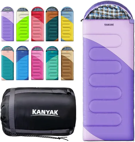 Saco de dormir de campamento, sacos de dormir de 32 ℉ para adultos, niños, adolescentes, clima frío, cálido saco de dormir de invierno para 3-4