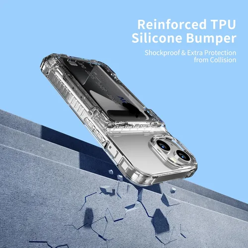 Miniatura 7 de ACANDYA Funda protectora transparente para iPhone 15 Plus, funda protectora para tarjetas de crédito, resistente a los golpes, antiarañazos