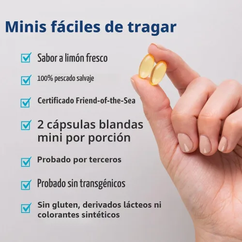 Miniatura 4 de Nordic Naturals Ultimate Omega Mini D3, sabor a limón, 60 mini geles suaves, 1120 mg de omega-3 + 1000 UI de vitamina D3, EPA y DHA, promueve