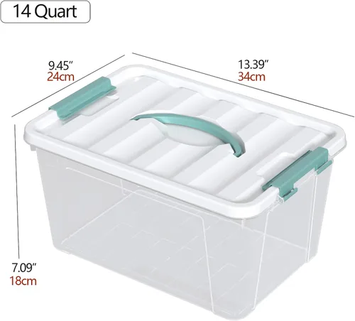 Miniatura 2 de 8 paquetes de contenedores de almacenamiento de plástico con tapas, caja de almacenamiento transparente, 14 cuartos de galón