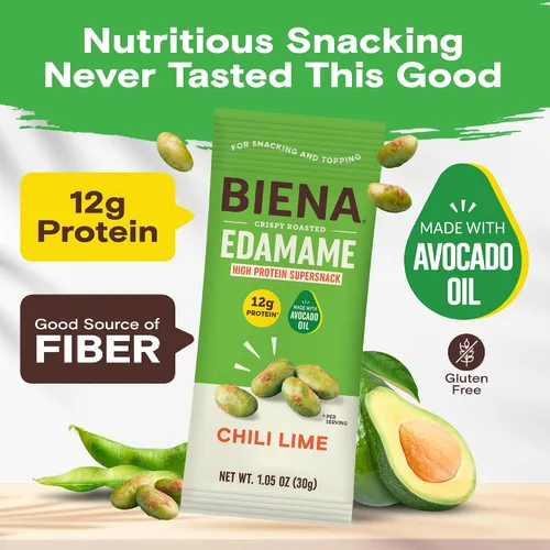 Miniatura 3 de Biena Edamame Beans Snacks ricos en proteínas, aperitivos saludables de oficina para adultos y niños, 0.53 onzas de proteína, 130 bajas en calorías