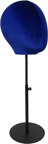 Miniatura 6 de Adjustable Black Base Velvet Female Mannequin Head Belle for Hat Wig Jewelry Earring Scarves Display Hat stand Wig stand (Grey*black round base)