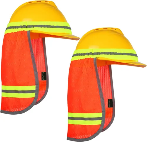 Evridwear Protector solar de cuello de alta visibilidad con rayas reflectantes, sombra de seguridad con banda elástica de malla transpirable para
