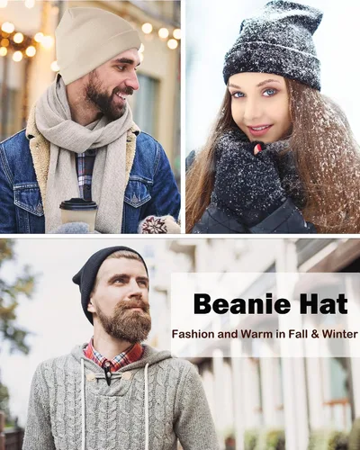 Miniatura 5 de Gorro de lana con forro de satén para mujer, gorro de invierno cálido para mujeres y hombres, suave forro de seda, gorro de calavera