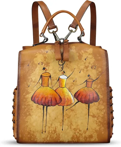 Miniatura 2 de Bolso cruzado de cuero genuino para mujer, bolso cruzado pintado a mano, bolso cruzado con asa superior, mochila convertible hecha a mano