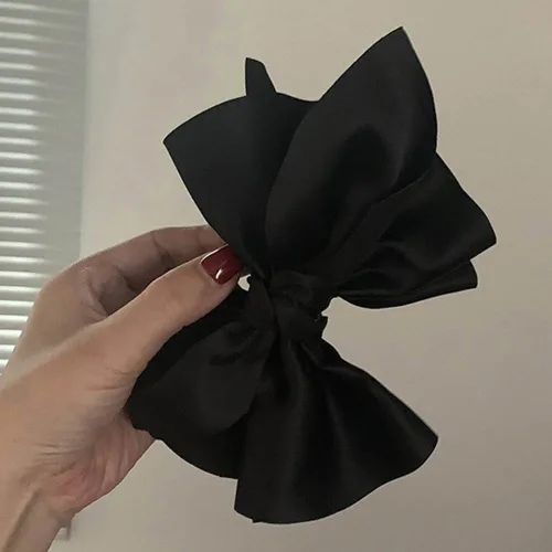 Miniatura 4 de Jumwrit Pinza para el cabello, pinza de pelo con lazo grande, sujeción fuerte, diseño francés, negro, accesorio de peinado de moda para mujeres