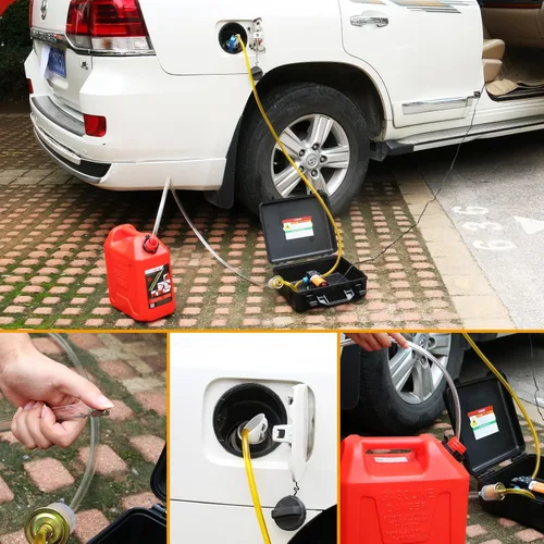Miniatura 7 de Juego de bomba de transferencia de combustible de 12V, mueve hasta 85 galones de gas o diésel por hora con estuche de transporte mejorado y tubo
