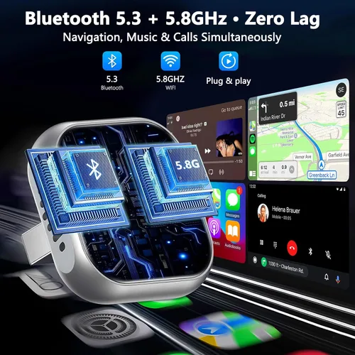 Miniatura 6 de Adaptador inalámbrico CarPlay actualizado 2025 para iPhone Ultra-Mini Metal, convertido con cable a inalámbrico, conexión estable rápida Bluetooth