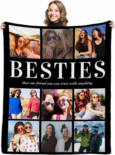 Miniatura 16 de Manta de collage de fotos personalizada con mensaje de amor y nombres, manta suave para niñas y hermanas, sofá cama, 30 x 40 pulgadas