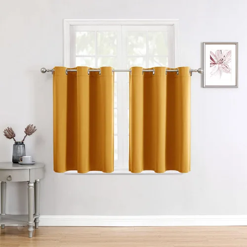 Miniatura 64 de ChrisDowa - Cortinas de cenefa pequeñas para cocina, cortinas cortas con ojales y aislamiento térmico para oscurecer la sala y habitación
