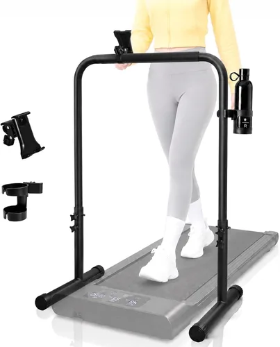 Accesorio de barra de mango para almohadilla para caminar solo con teléfono y portavasos - Compatible con cintas de correr de 25.5 pulgadas de ancho