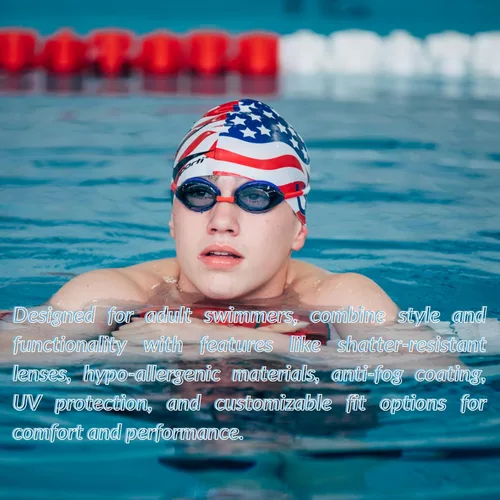 Miniatura 3 de Sporti Gafas de natación unisex para adultos, gafas de natación antivaho para hombres y mujeres, resistentes a roturas, correas dobles, varios Lente