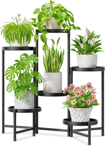 Miniatura 17 de iDavosic.ly Soporte grande para plantas de 6 niveles para interiores, 10 pulgadas de ancho de metal de esquina alta para múltiples plantas, estante