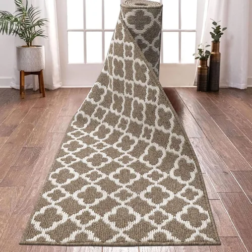 Miniatura 36 de U'Artlines Alfombra de pasillo larga para pasillo de 2 x 8 pies, antideslizante, alfombra de piso de cocina, patrón geométrico beige, lavable a