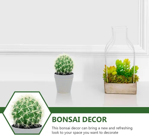 Miniatura 6 de HOMSFOU Cactus en maceta, adornos de oficina, plantas de interior para interiores, macetas pequeñas para interiores, bonsáis de imitación de cactus