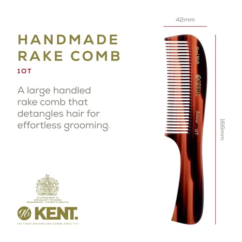 Miniatura 2 de Kent 10T Peine grande desenredante, peine de dientes anchos hecho a mano para cabello rizado, peines desenredantes para cabello húmedo y seco