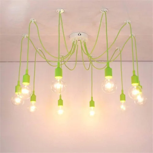 Miniatura 15 de Luces colgantes de 10 vías para bricolaje, lámpara colgante de techo ajustable de altura Candelabro de araña de 10 brazos Lámpara colgante