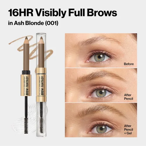 Miniatura 5 de Revlon ColorStay Brow Fantasy, lápiz de polvo para cejas todo en uno con gel transparente moldeador, gel infundido con pantenol, a prueba de Rubio
