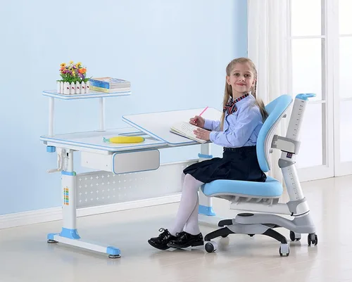 Miniatura 3 de ApexDesk Little Soleil DX 43 pulgadas de ancho, escritorio de estudio para niños con altura ajustable, con estante y cajón integrado