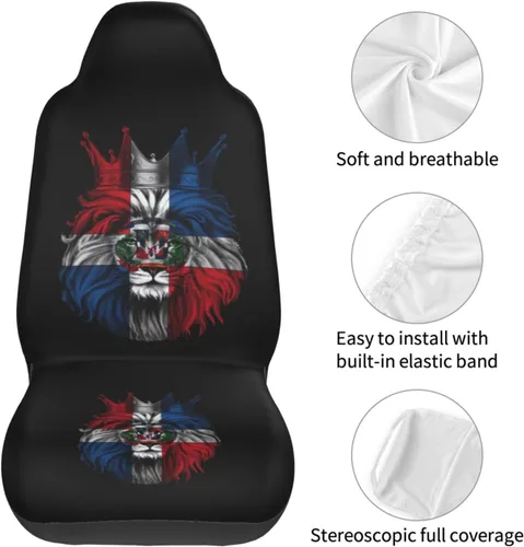 Miniatura 6 de República Dominicana 2 fundas para asientos delanteros de automóvil, fundas universales para asientos delanteros, juego completo de 2 piezas, se
