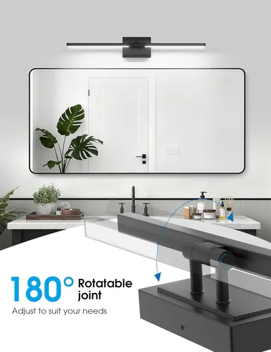 Miniatura 6 de VOLISUN Luz de tocador de baño de 31.5 pulgadas, 5CCT regulable, lámpara LED de baño de 28W sobre espejo, luces de tocador de barra negra
