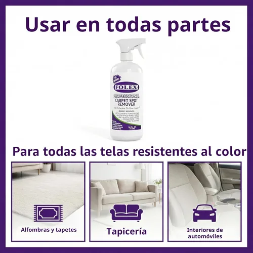 Miniatura 7 de FOLEX Spray limpiador profesional de alfombras de 34 onzas, limpiador de manchas para alfombras y tapicería, removedor de manchas para mascotas