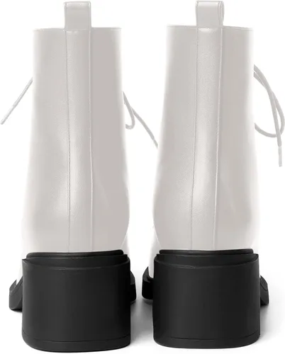 Miniatura 115 de ROSERWISH Botas altas de tacón bajo y grueso para mujer, con cordones, cómodas, modernas, con puntera redonda, de 2.5 pulgadas