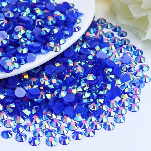 Miniatura 16 de 2000 piezas de brillantes de resina con parte trasera plana de 4 mm, brillantes de resina de gel AB azul claro/azul cielo para tazas, botellas, Azul