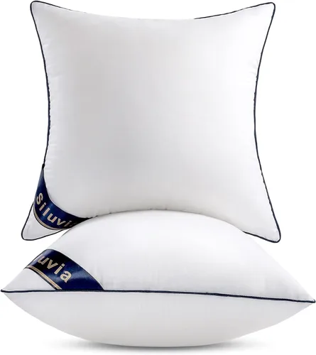 Miniatura 11 de Siluvia juego de 4 rellenos de almohada de 18 x 18 pulgadas decorativos - Rellenos cuadrados para almohadas de 18 pulgadas con funda de 100% algodón