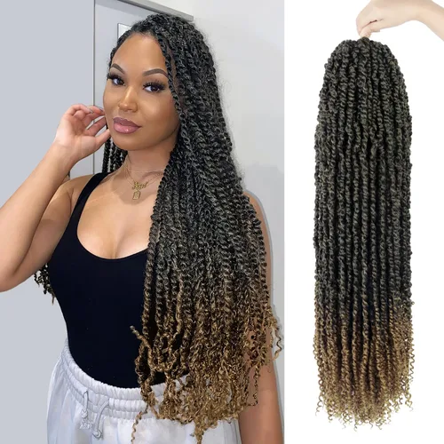 Miniatura 92 de Bileaf Cabello de Ganchillo Passion Twist Pre-retorcido de 10 Pulgadas, 8 Paquetes de Ganchillo Passion Twist, Cabello Corto Passion Twist