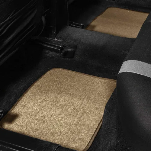 Miniatura 4 de FH Group Alfombrillas de coche – Ajuste universal combo de funda de asiento de coche pequeño, alfombrillas de piso beige protector de alfombra
